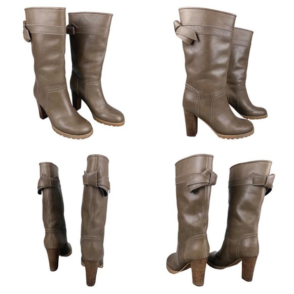 See By Chloe Brown Leather Mid Calf Boots Size 7 - Picture 4 of 16